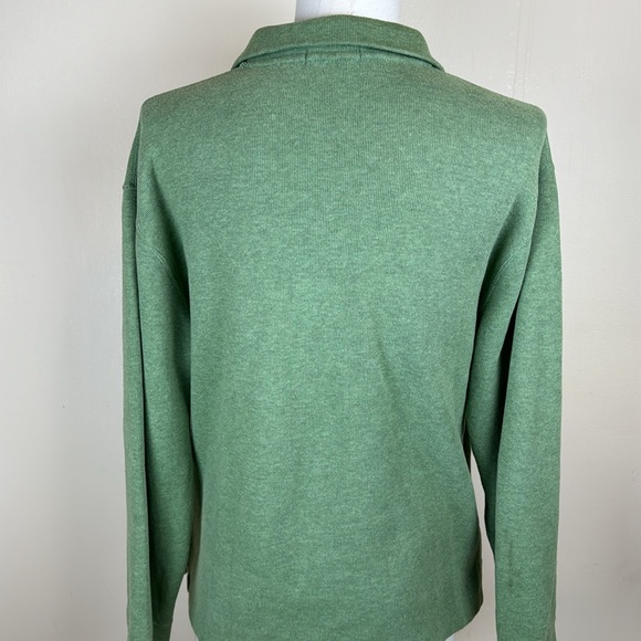Polo Ralph Lauren Men Sweater L 100% Cotton 1/4 Zipper Green - Picture 2 of 6